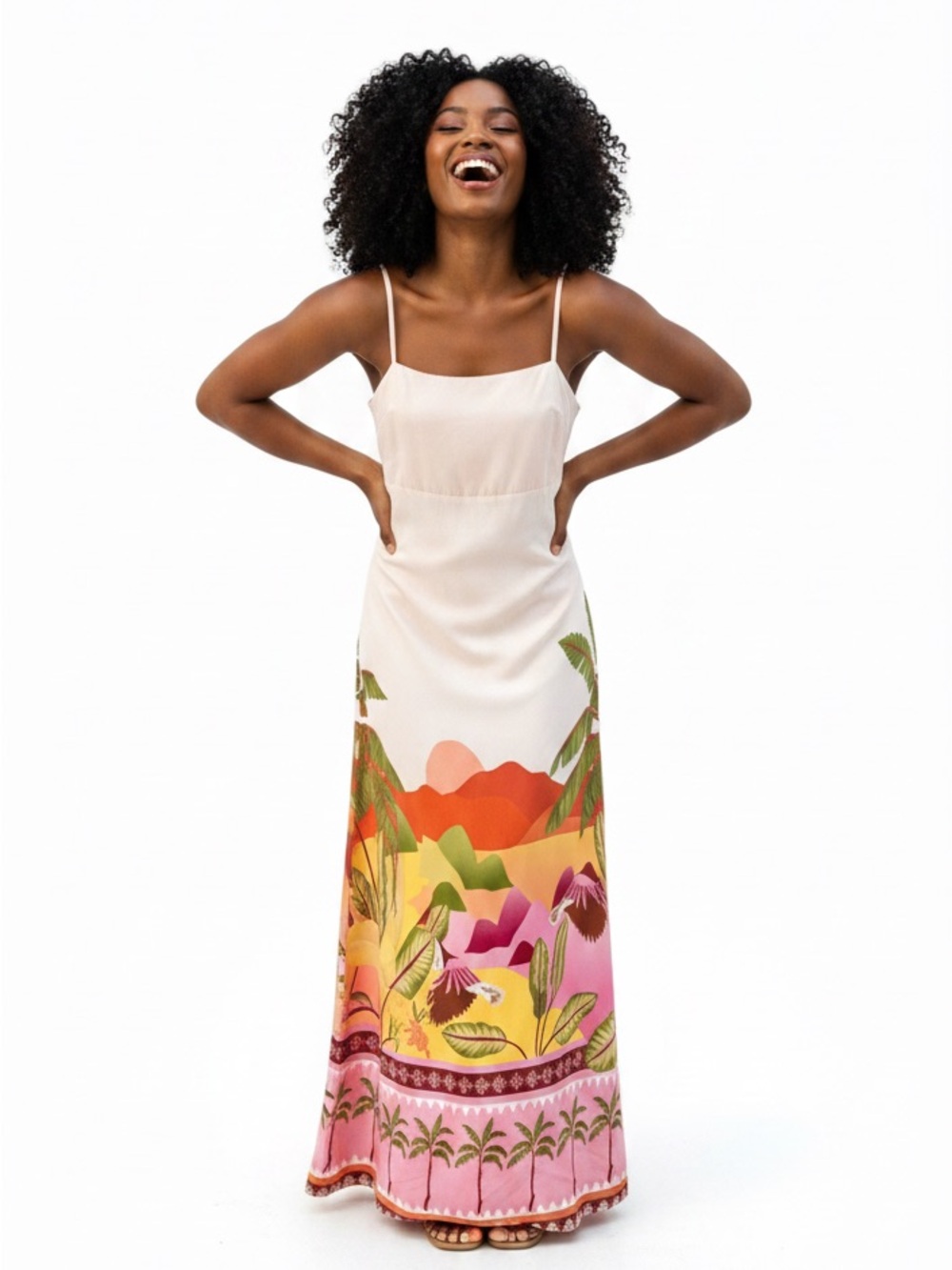 Paper Heart Anthropologie Peach Palms Maxi Dress
